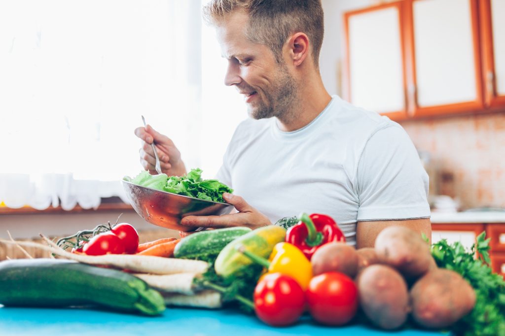 A man at home on a diet