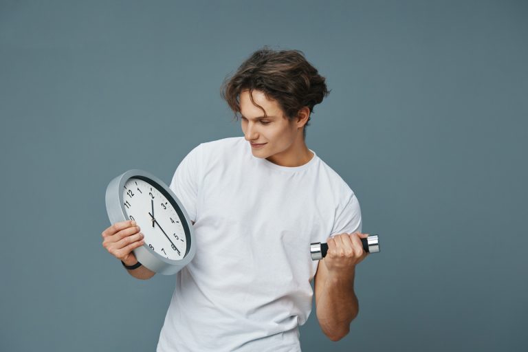 man time clock fit fitness sport weight lifestyle training exercise dumbbell