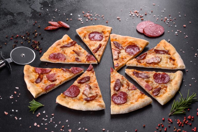 Fresh delicious pizza made in a hearth oven